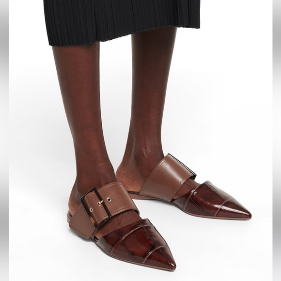 SOLD! Made in Italy MAX MARA Miller Croc Effect Leather Slippers EU39 New - Picture 8 of 16